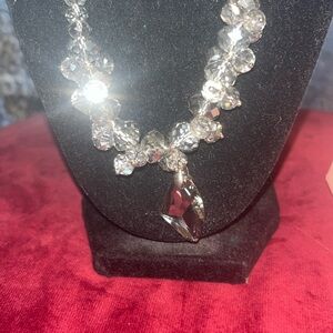 New Smokey gray glass beaded necklace comes in gift box